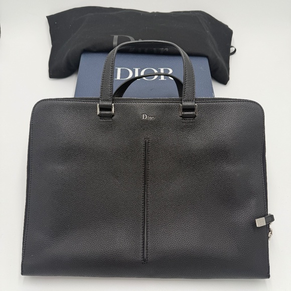Dior Homme Black Leather Briefcase with Box & Dust Bag - Picture 1 of 7